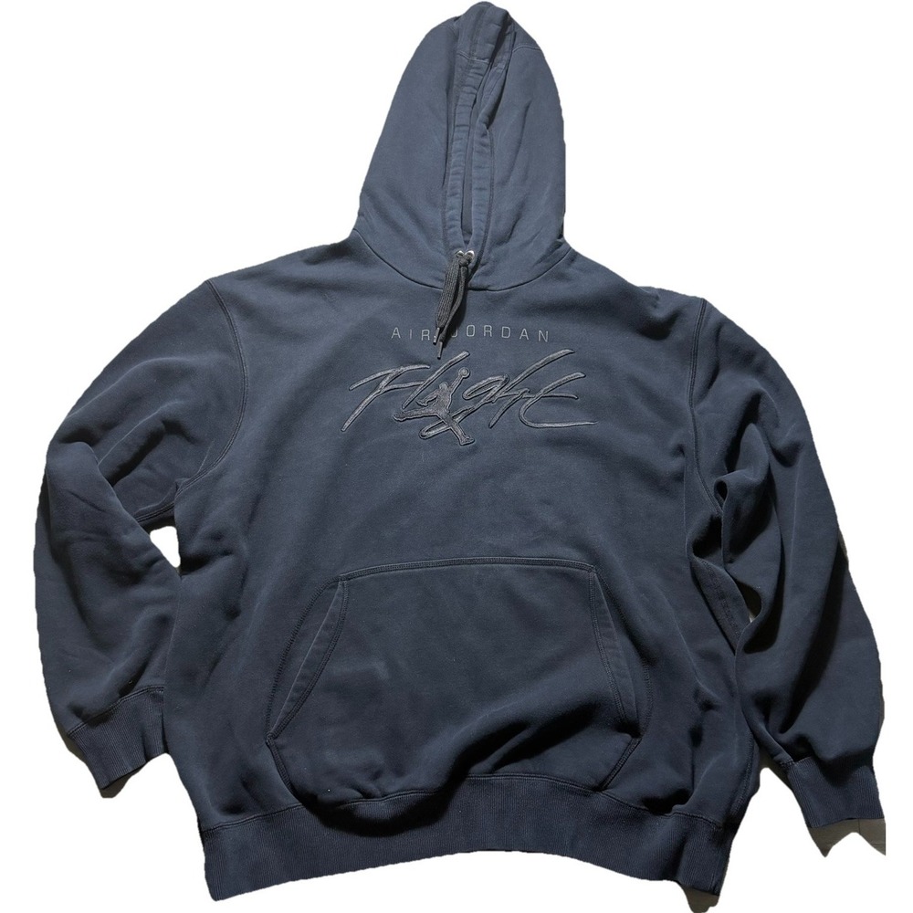 Air Jordan Flight Hoodie XXL Black Embroidered Pullover Sweatshirt
